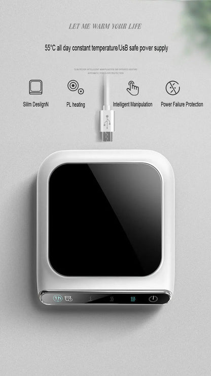 USB Taşınabilir Akıllı Kahve Isıtıcı – 3 Kademeli Sıcaklık Ayarlı, Ev ve Ofis Masası İçin Elektrikli İçecek Isıtıcı