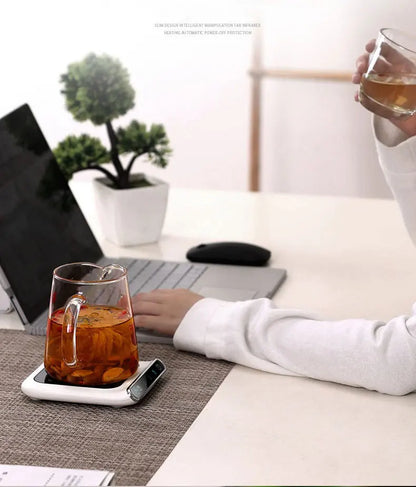 USB Taşınabilir Akıllı Kahve Isıtıcı – 3 Kademeli Sıcaklık Ayarlı, Ev ve Ofis Masası İçin Elektrikli İçecek Isıtıcı